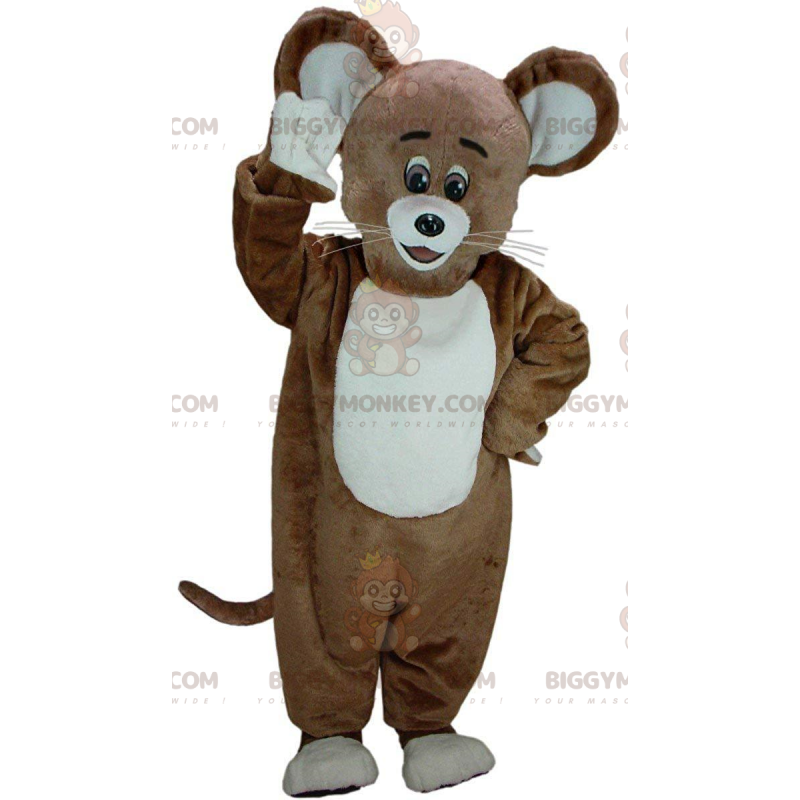 Braun-weißes Maus-BIGGYMONKEY™-Maskottchen-Kostüm, großes