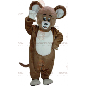 Braun-weißes Maus-BIGGYMONKEY™-Maskottchen-Kostüm, großes