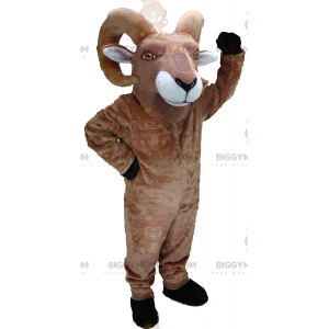 BIGGYMONKEY™ Costume mascotte capra, ariete marrone con grandi