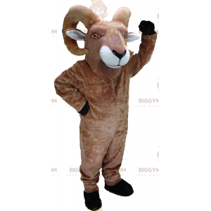 BIGGYMONKEY™ geit mascottekostuum, bruine ram met grote hoorns