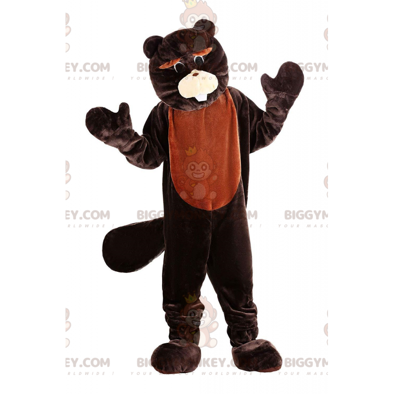 Traje de mascote BIGGYMONKEY™ de castor marrom, traje de