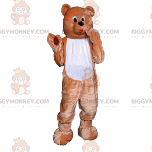Fato de mascote BIGGYMONKEY™ Fato de ursinho castanho e branco