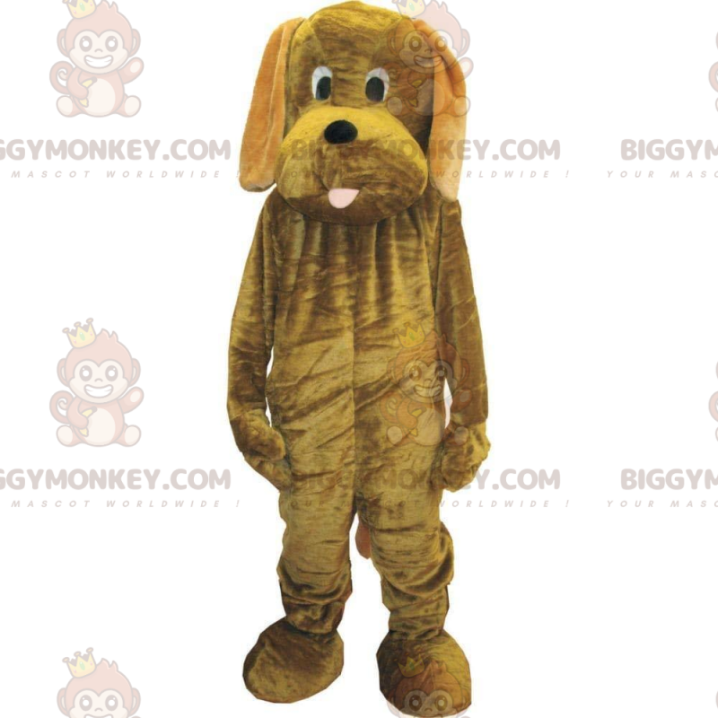 Προσαρμόσιμη στολή μασκότ BIGGYMONKEY™ καφέ σκύλου, βελούδινο