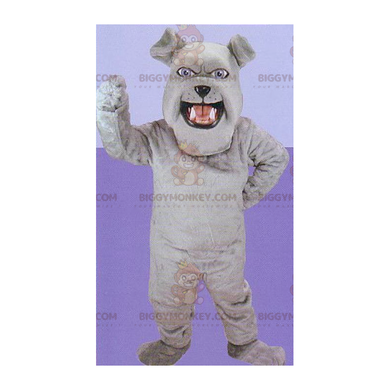 Traje de mascote de Bulldog Cinzento BIGGYMONKEY™ –