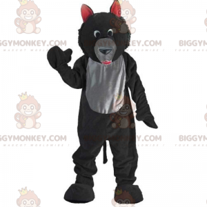 BIGGYMONKEY™ maskotdräkt svart och grå varg, plysch vargdräkt -