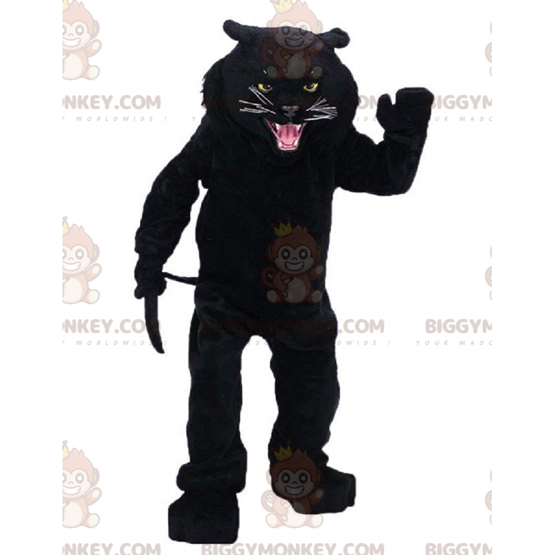 Traje de mascote de pantera negra rugindo BIGGYMONKEY™, traje