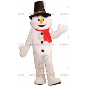 Sneeuwman BIGGYMONKEY™ mascottekostuum met muts en sjaal -