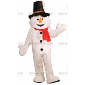 Kostým maskota sněhuláka BIGGYMONKEY™ s čepicí a šálou –
