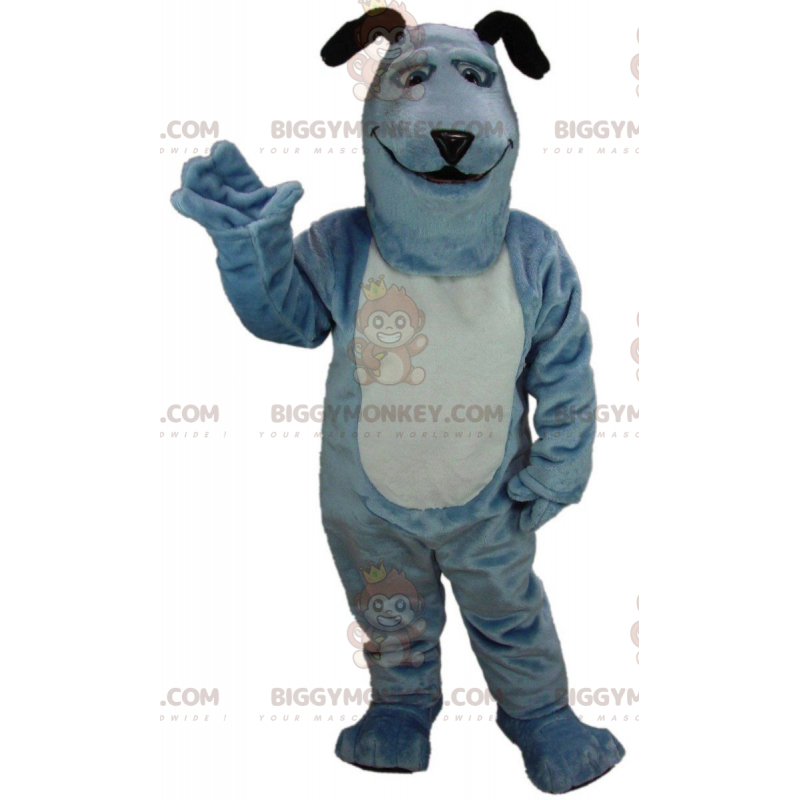 Sinivalkoinen koiran BIGGYMONKEY™ maskottiasu, pehmoinen