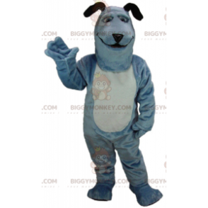 Blauwe en witte hond BIGGYMONKEY™ mascottekostuum, pluche