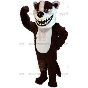 Traje de mascote BIGGYMONKEY™ texugo marrom e branco, fantasia