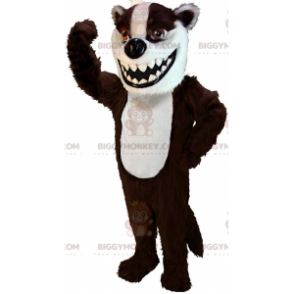 Costume de mascotte BIGGYMONKEY™ de blaireau marron et blanc