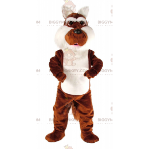 Braun-weißes Coyote BIGGYMONKEY™ Maskottchen-Kostüm