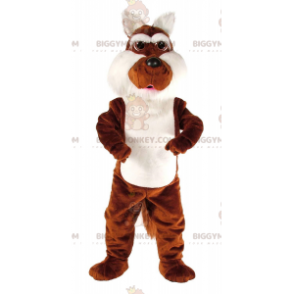 Brown and White Coyote BIGGYMONKEY™ Mascot Costume, Two Tone