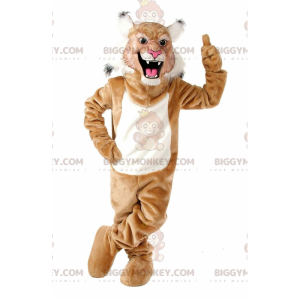 BIGGYMONKEY™ Wildcat Ruskea-valkoinen maskottiasu, Cougar-asu -