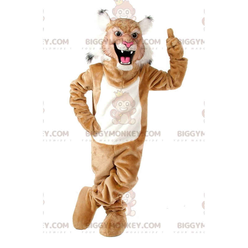 BIGGYMONKEY™ Costume da mascotte gatto selvatico marrone e