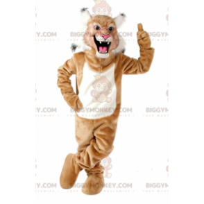 BIGGYMONKEY™ Costume da mascotte gatto selvatico marrone e