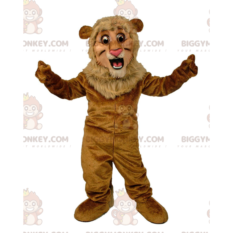 BIGGYMONKEY™ pluche bruine leeuw mascottekostuum, kattenkostuum