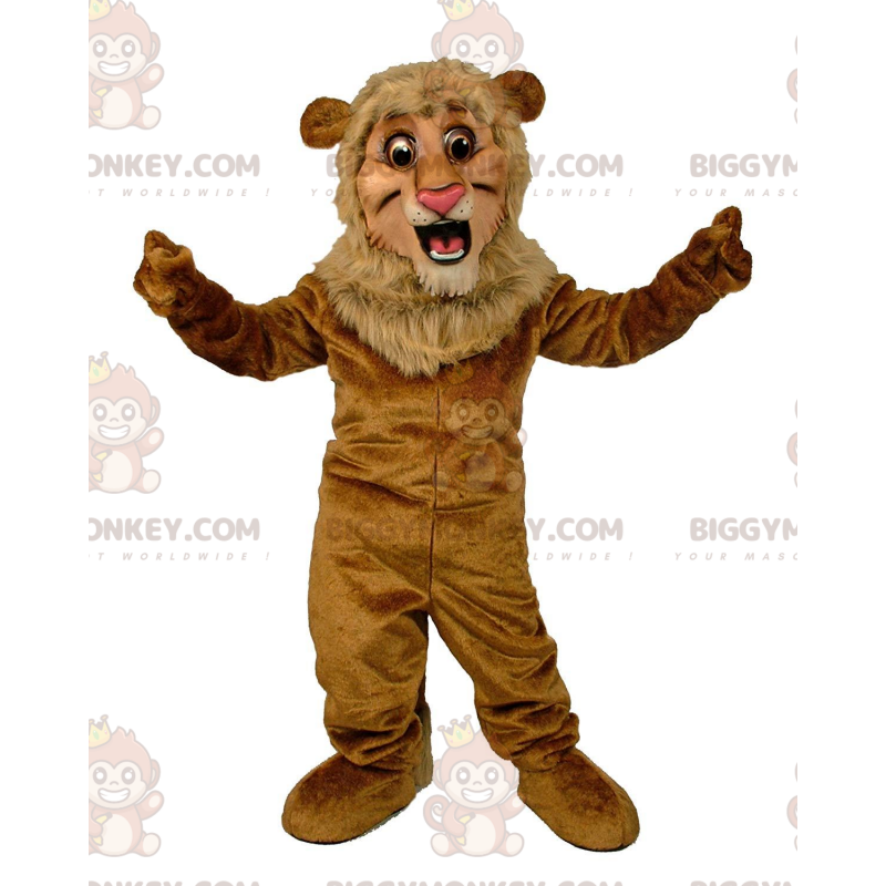 BIGGYMONKEY™ Plys brun løvemaskotkostume, kattekostume -