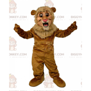 Costume de mascotte BIGGYMONKEY™ de lion marron en peluche