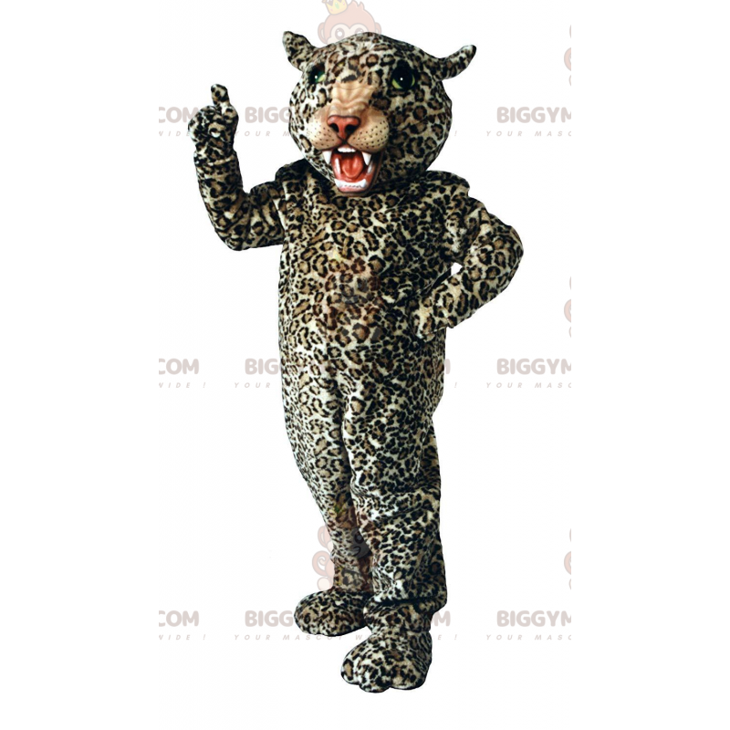 Fierce Leopard BIGGYMONKEY™ maskotkostume, plys kattekostume -