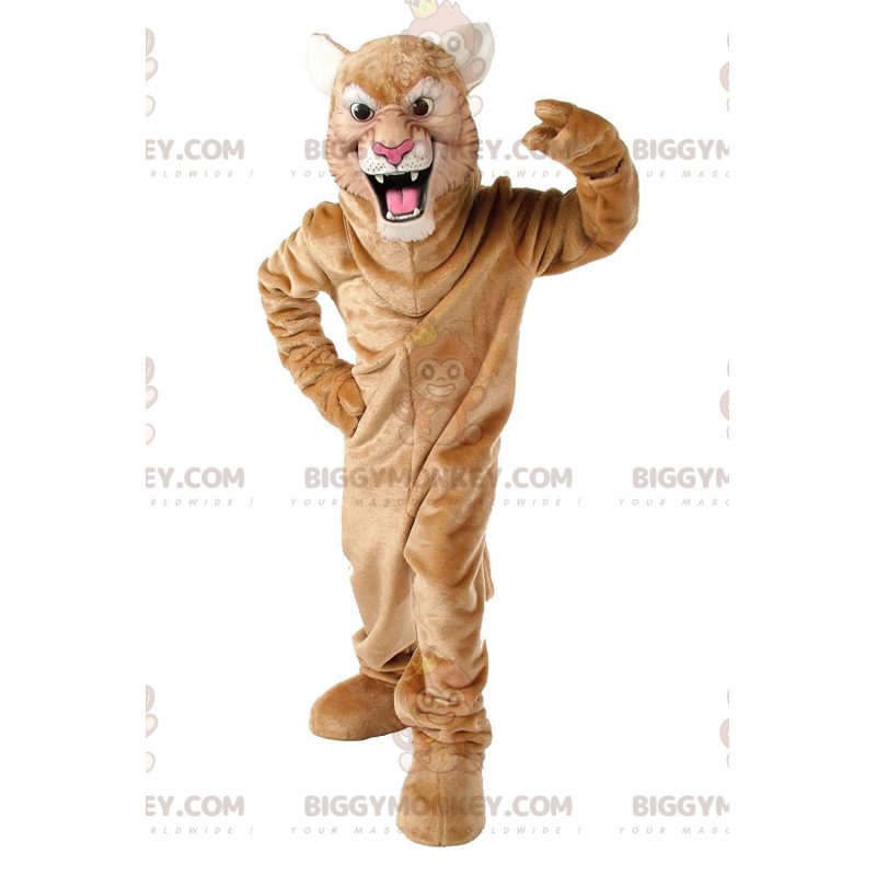 BIGGYMONKEY™ maskotdräkt av beige puma, puma, tigerförklädnad -