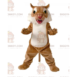 BIGGYMONKEY™ Wildcat Ruskea-valkoinen maskottiasu, Cougar-asu -