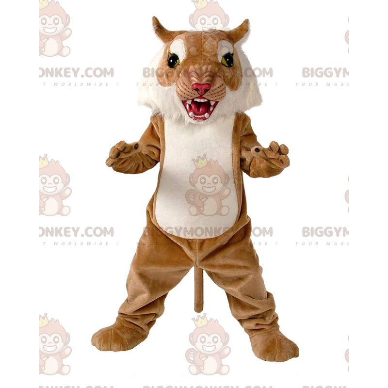 BIGGYMONKEY™ Wildcat bruin en wit mascottekostuum, poemakostuum