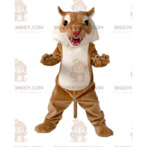 Traje de mascote marrom e branco BIGGYMONKEY™ Wildcat, traje de