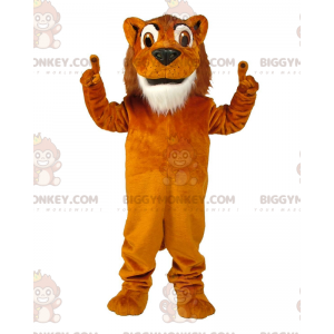 Fantasia de mascote BIGGYMONKEY™ de leão laranja e branco
