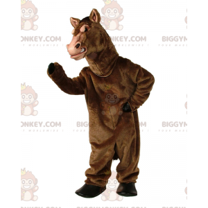 Ruskea hevonen BIGGYMONKEY™ maskottiasu, realistinen isohevonen