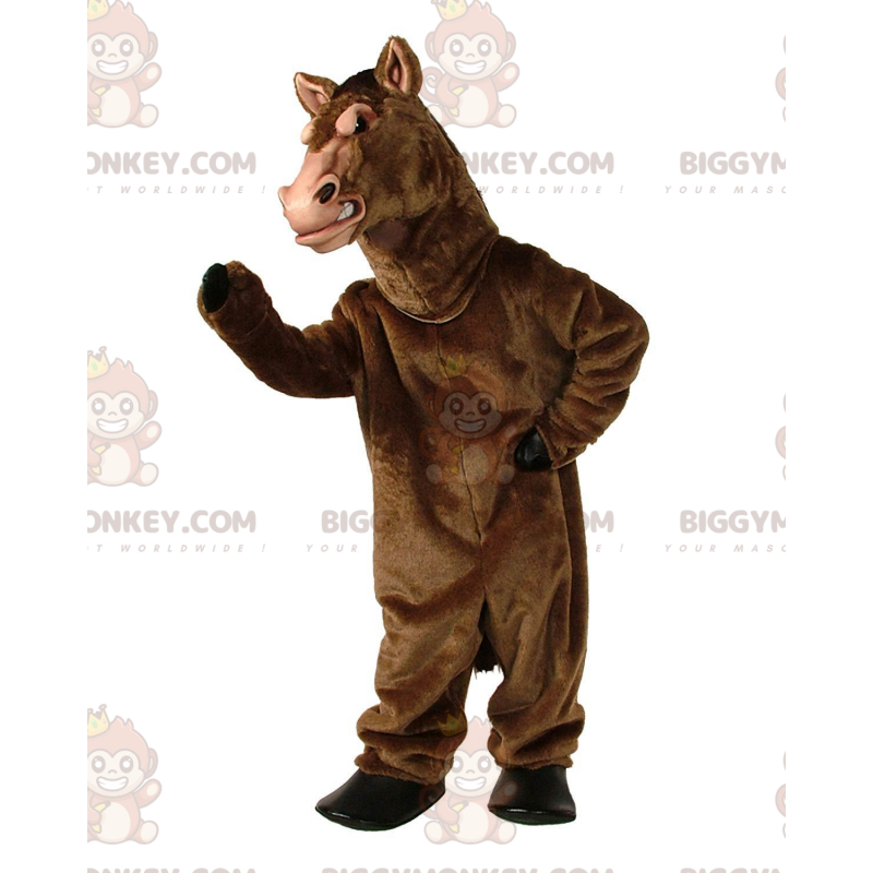 Bruin paard BIGGYMONKEY™ mascottekostuum, realistisch groot