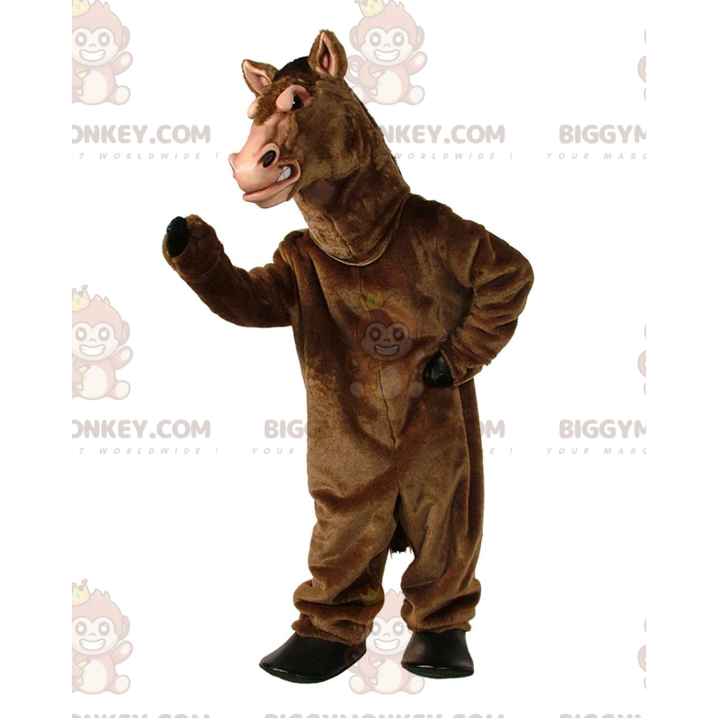 Traje de mascote de cavalo marrom BIGGYMONKEY™, fantasia de