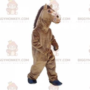 Brown horse BIGGYMONKEY™ mascot costume, realistic big horse