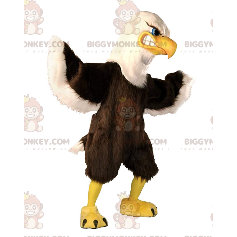 Traje de mascote BIGGYMONKEY™, águia grande marrom e branca