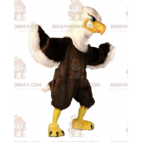 BIGGYMONKEY™ maskotdräkt brun och vit stor örn, gamdräkt -