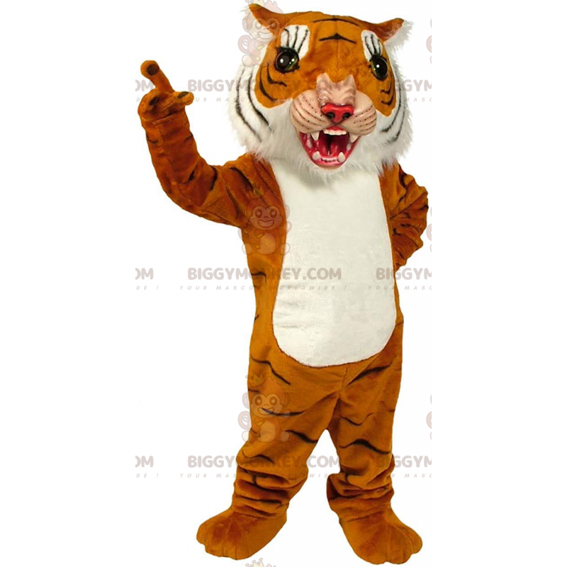 Costume da mascotte BIGGYMONKEY™ tigre arancione, bianca e nera