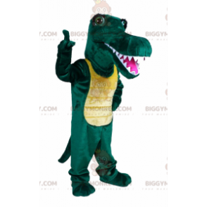 Costume de mascotte BIGGYMONKEY™ de crocodile vert et jaune