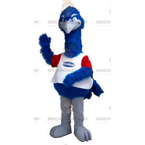 Costume da mascotte BIGGYMONKEY™ di struzzo blu bianco e rosso