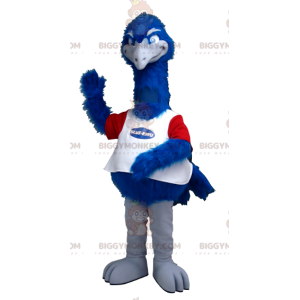 Costume de mascotte BIGGYMONKEY™ d'autruche bleue blanche et