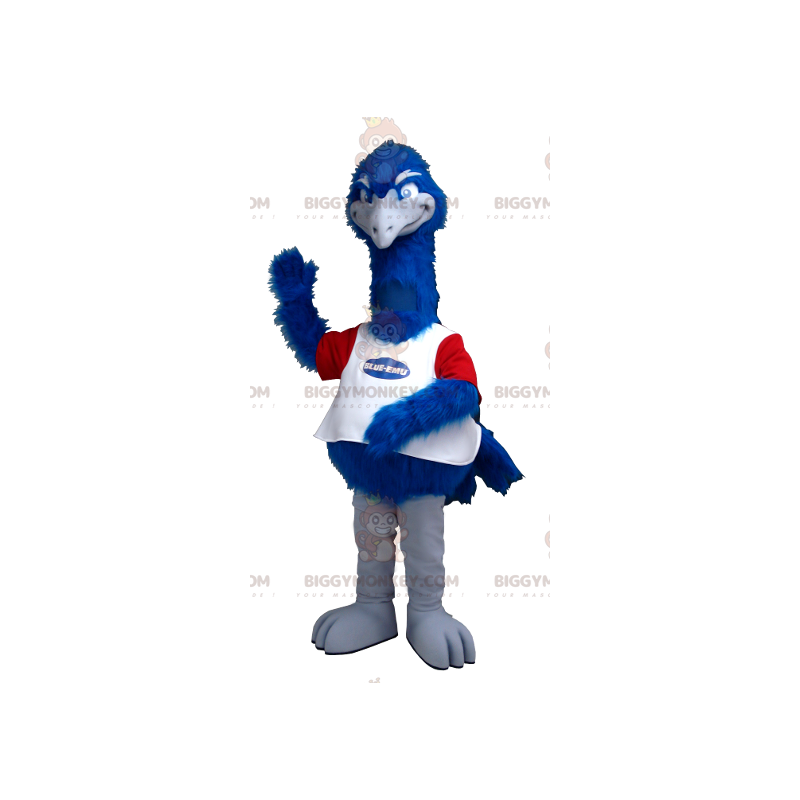 Blue White and Red Ostrich BIGGYMONKEY™ Mascot Costume –