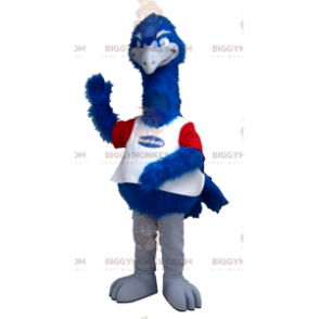 Disfraz de mascota de avestruz azul, blanco y rojo BIGGYMONKEY™