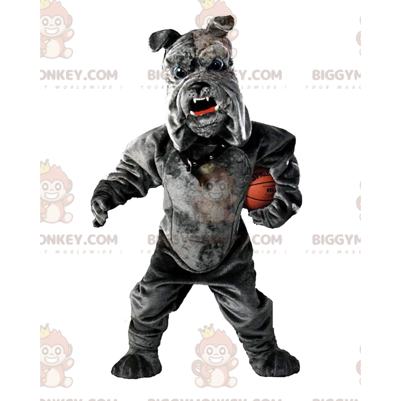 Bulldog BIGGYMONKEY™ maskotkostume, plysgrå hundekostume -