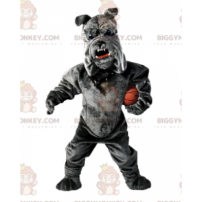 Bulldog BIGGYMONKEY™ maskotkostume, plysgrå hundekostume -