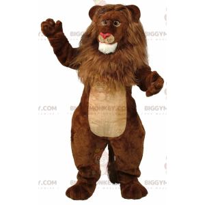 Traje de mascote BIGGYMONKEY™ de leão marrom e bege, traje de