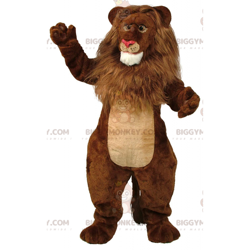 Costume da mascotte BIGGYMONKEY™ di leone marrone e beige