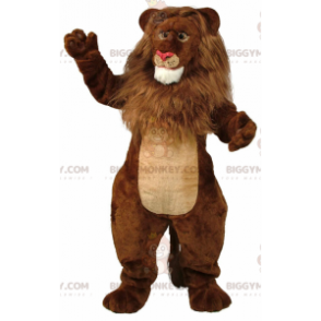 Costume de mascotte BIGGYMONKEY™ de lion marron et beige