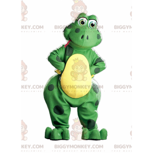 BIGGYMONKEY™ costume mascotte rana verde e gialla, costume rana