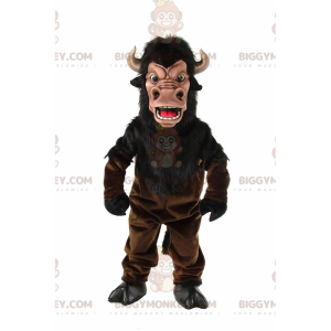 Traje de mascote de búfalo marrom BIGGYMONKEY™, traje de búfalo