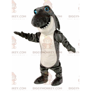 Costume de mascotte BIGGYMONKEY™ de requin gris et blanc